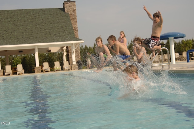 pool featuring a gazebo