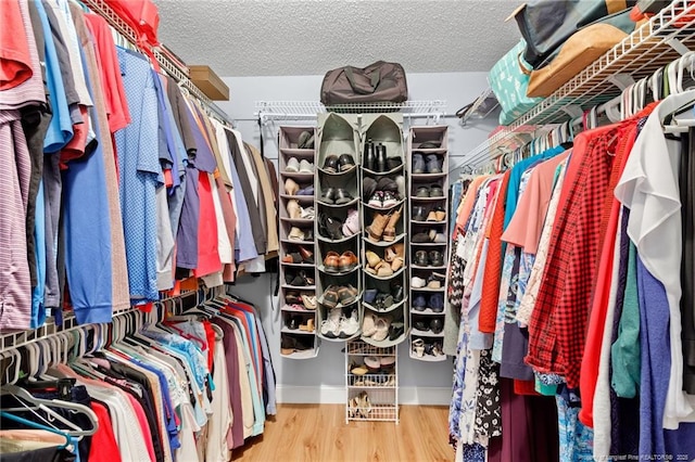 spacious closet featuring hardwood / wood-style flooring