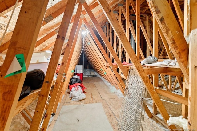 view of unfinished attic