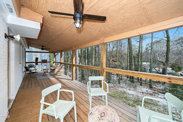 deck featuring ceiling fan