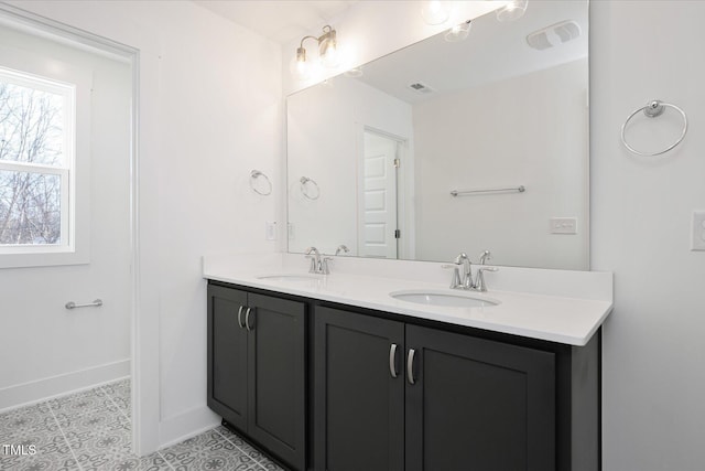 bathroom featuring vanity and tile patterned floors