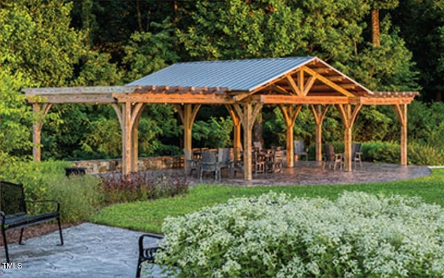 view of home's community with a yard and a patio area