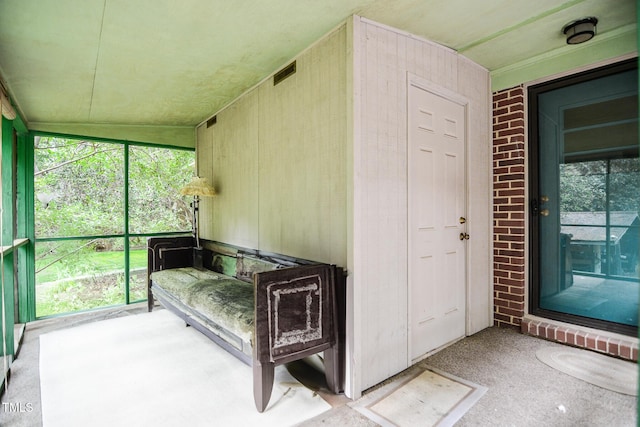 view of unfurnished sunroom