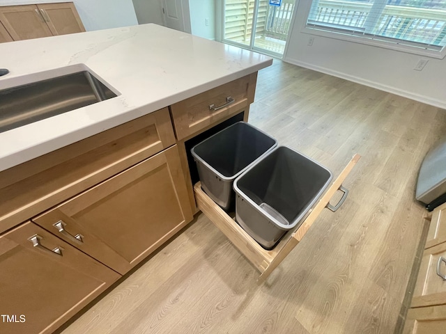 kitchen featuring light wood-type flooring and sink