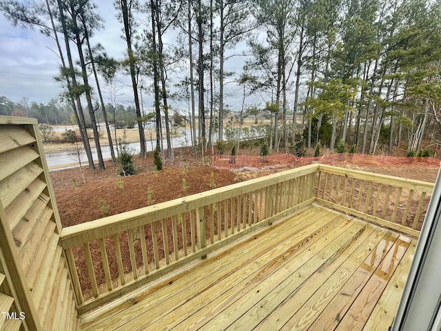 deck with a water view