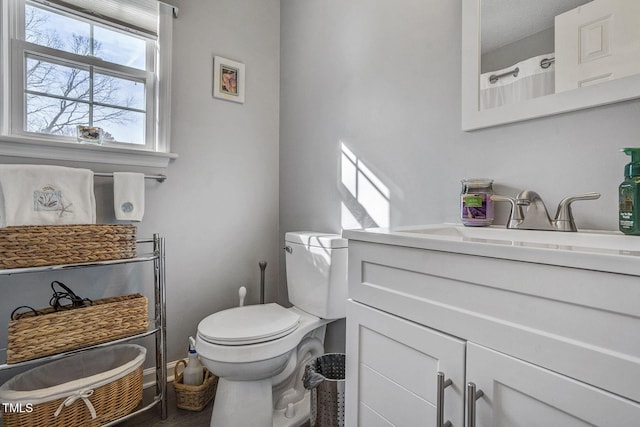 bathroom with toilet and vanity