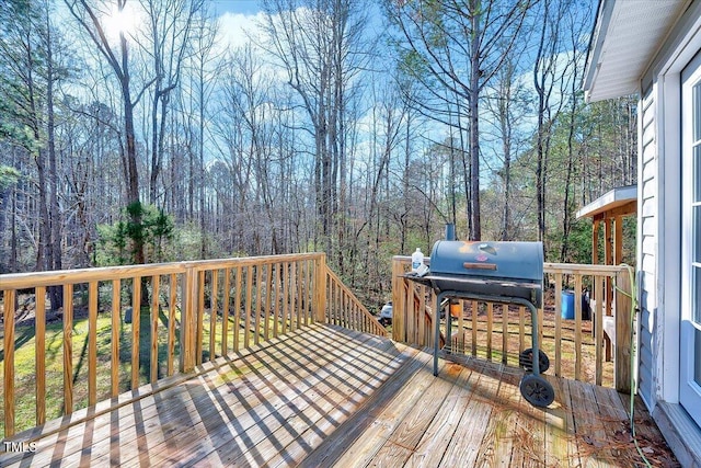 deck featuring grilling area