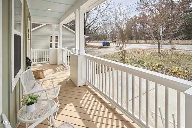 balcony featuring a porch