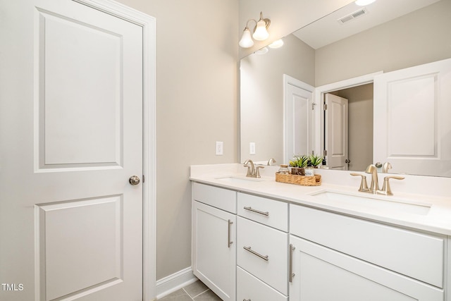 bathroom featuring vanity and tile patterned floors