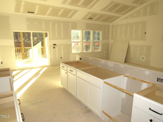 kitchen with white cabinets