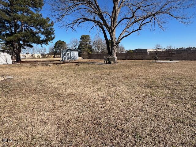 view of yard with a storage unit