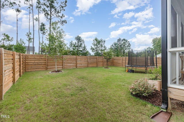 view of yard with a trampoline