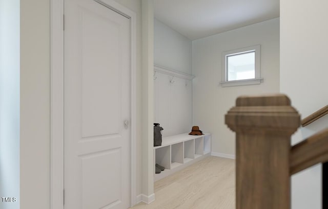 mudroom featuring light hardwood / wood-style flooring