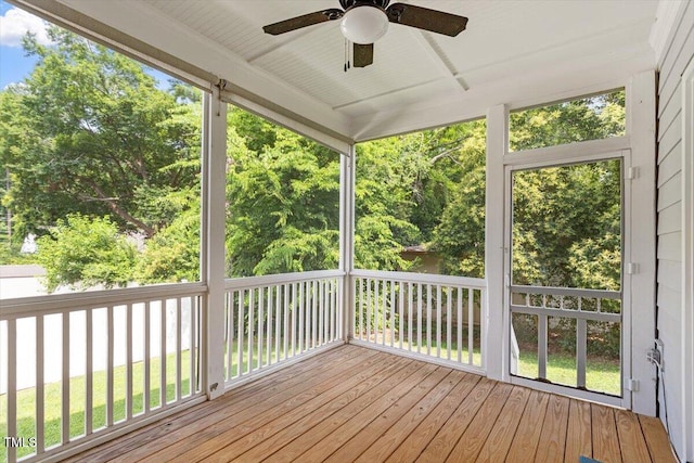 2905 Cammie St, Durham, NC 27705 - wooden terrace with a ceiling fan and view of scattered trees