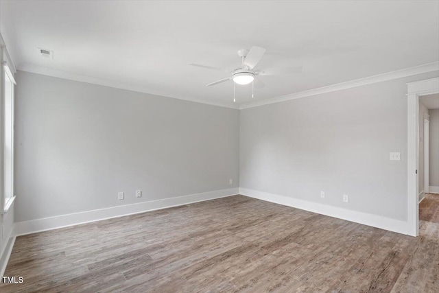 2905 Cammie St, Durham, NC 27705 - spare room with crown molding, wood finished floors, and ceiling fan
