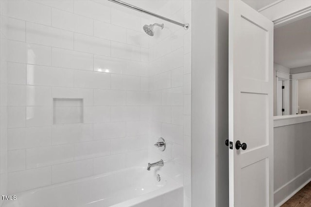 2905 Cammie St, Durham, NC 27705 - bathroom with bathtub / shower combination and wood finished floors