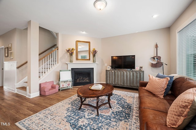 living room with wood-type flooring