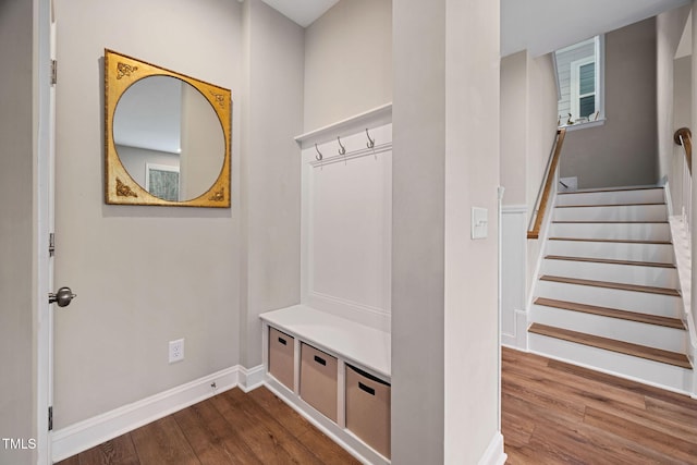 mudroom with hardwood / wood-style floors