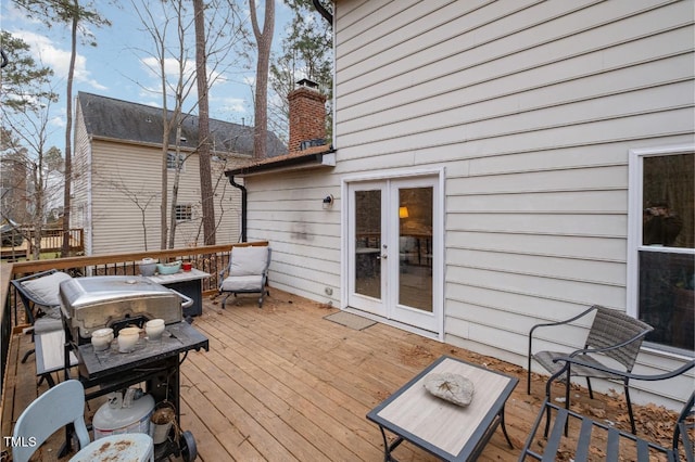 wooden terrace with french doors