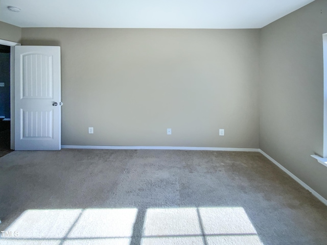 unfurnished room featuring light carpet