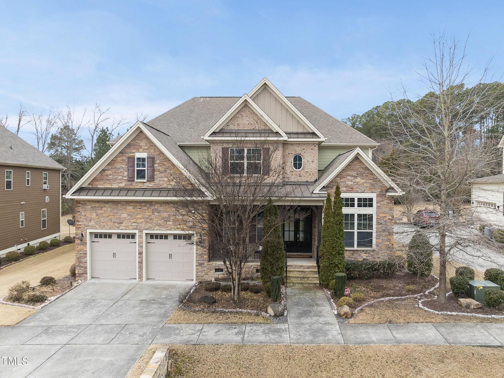 craftsman-style house with a garage