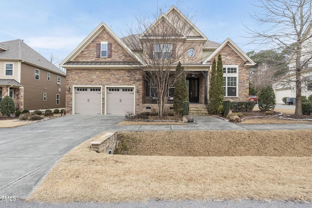 craftsman house with a garage