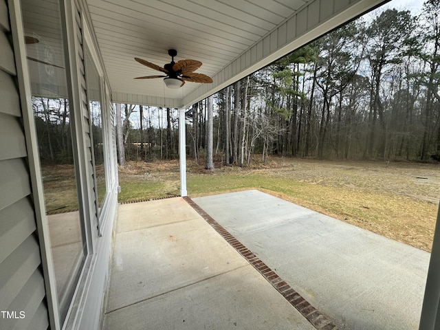 view of patio with ceiling fan