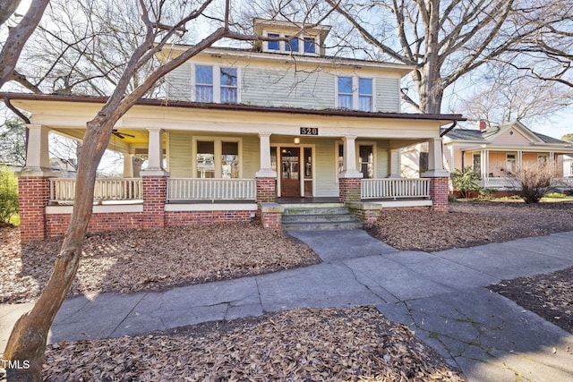 view of front facade featuring covered porch