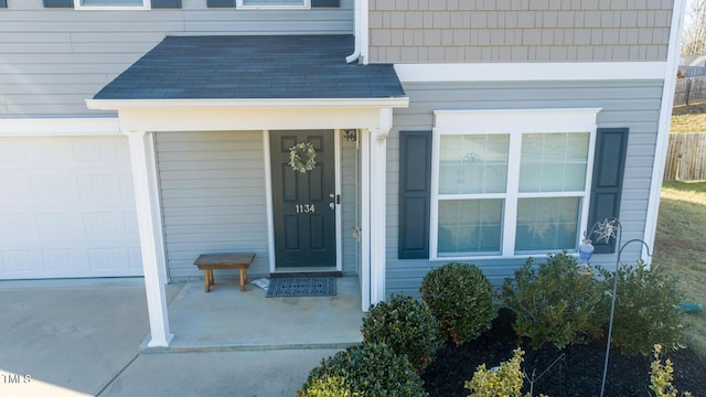 entrance to property with a garage