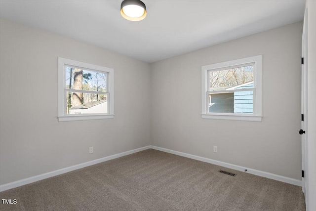 spare room featuring carpet floors and a healthy amount of sunlight