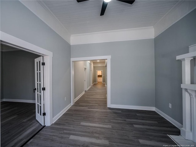 interior space featuring dark hardwood / wood-style flooring and crown molding