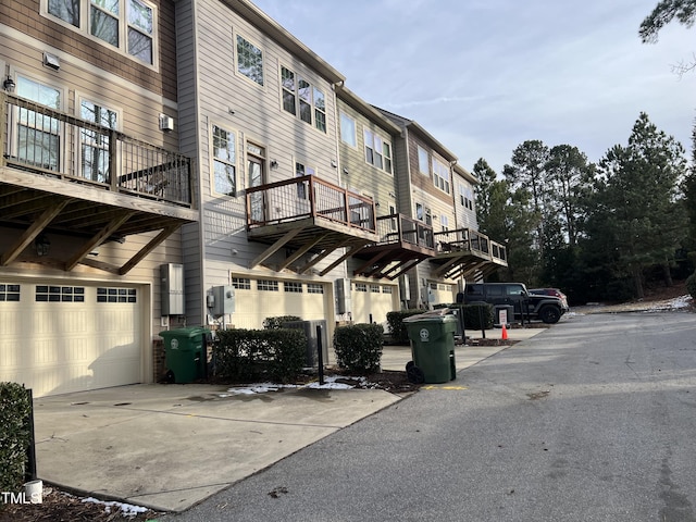 view of building exterior featuring a garage