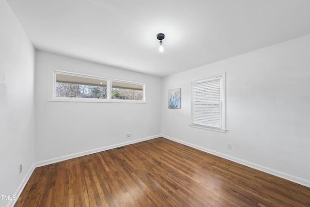 spare room featuring wood-type flooring