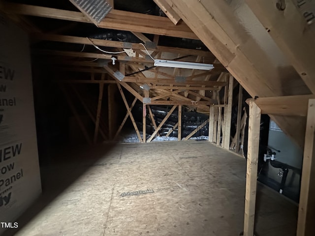 view of unfinished attic