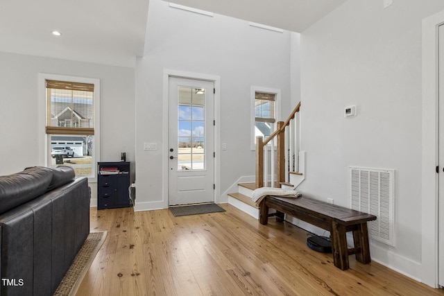 foyer featuring light wood-type flooring