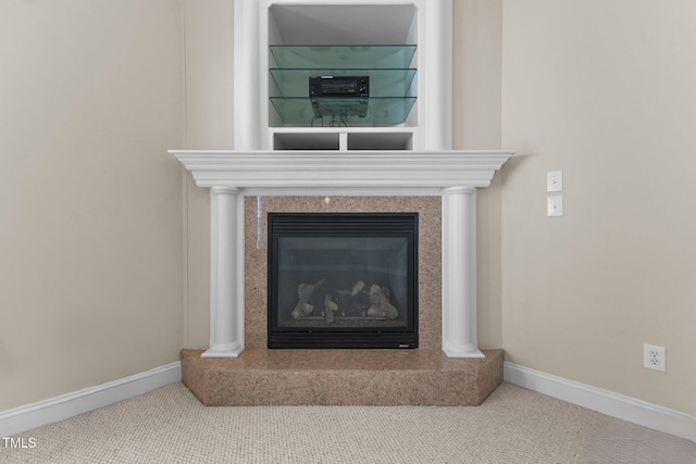 room details featuring a premium fireplace