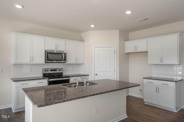 kitchen featuring sink, white cabinetry, and appliances with stainless steel finishes