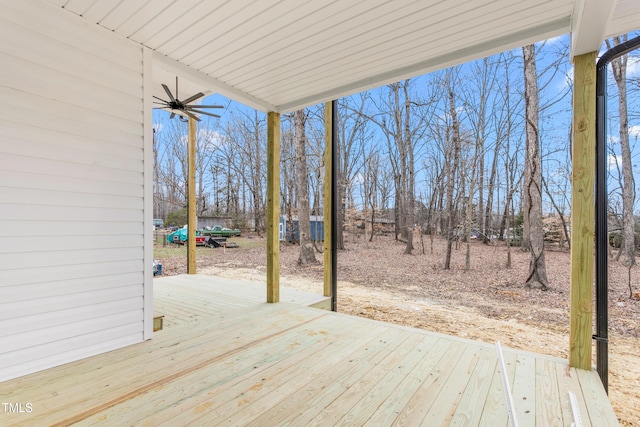 wooden terrace with ceiling fan