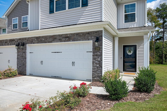 exterior space featuring a garage