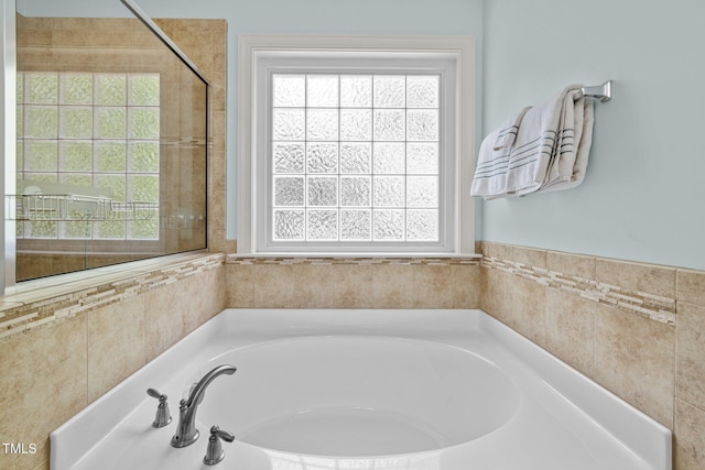 bathroom featuring a tub and plenty of natural light