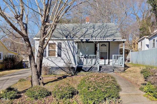 bungalow featuring covered porch