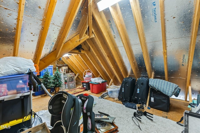 view of unfinished attic