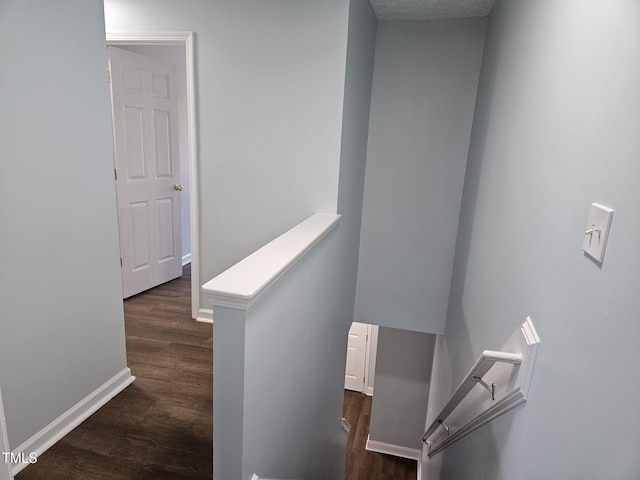 staircase featuring hardwood / wood-style floors