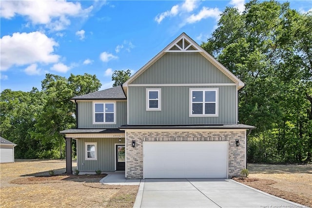 4935 High Branch Ct, Stedman, NC 28391 - craftsman inspired home with an attached garage, a shingled roof, brick siding, and driveway