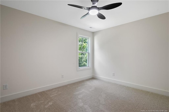 4935 High Branch Ct, Stedman, NC 28391 - unfurnished room with baseboards, visible vents, ceiling fan, and light colored carpet