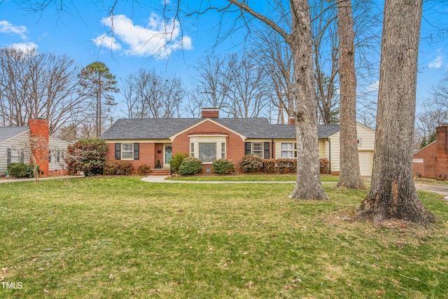 ranch-style house with a front lawn