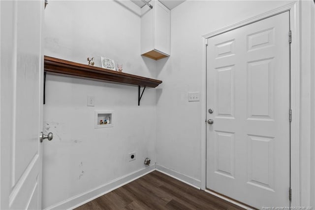 washroom with dark wood-type flooring, washer hookup, and electric dryer hookup