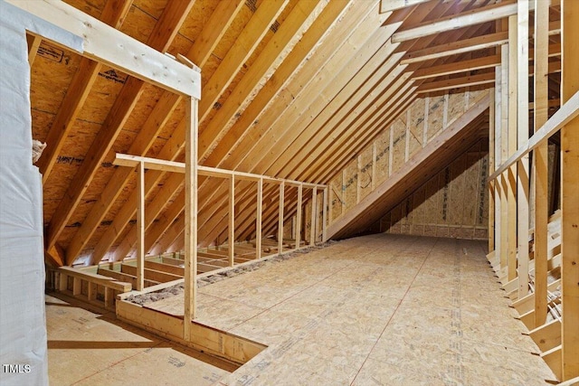 view of unfinished attic