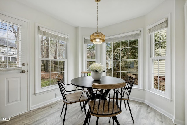 dining area with light hardwood / wood-style floors