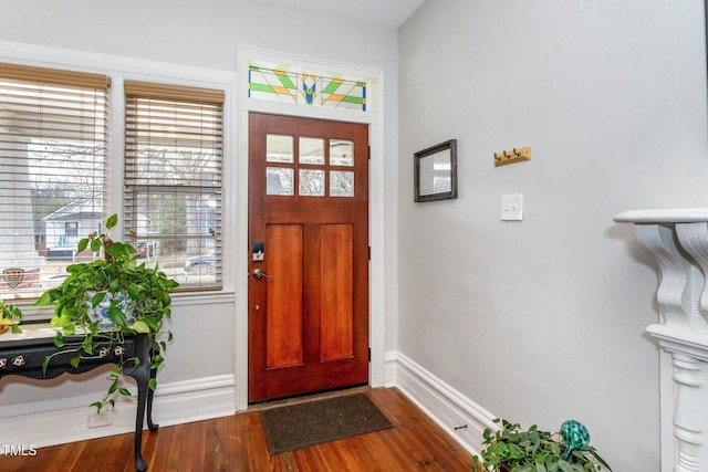 foyer entrance with dark wood-type flooring